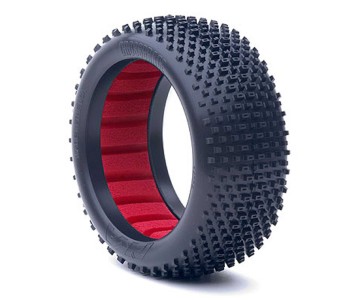 AKA Products 1/8 Buggy Crossbrace Med LW Tire w/ Red Insert (2)