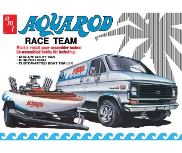 AMT 1/25 Aqua Rod Race Team 1975 Chevy Van, Race Boat And Trailer