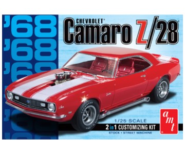 AMT 1968 Chevrolet Camaro Z/28 2-in-1 Customizing Kit Stock, Street Machine Molded in White 1/25 Model Kit (Level 2)
