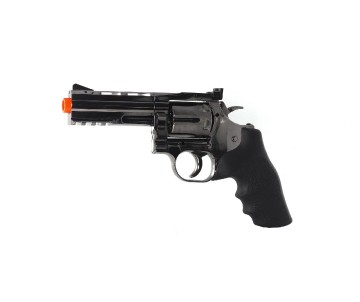 ASG Dan Wesson 715 Airsoft revolver co2 non blowback, propellant loaded, Steel Grey color with Orange safety tip 