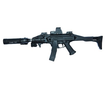 ASG CZ Scorpion EVO 3 Airsoft sub machine gun, Black color with Orange safety tip 