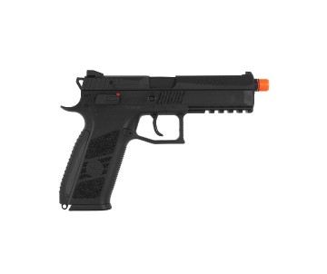 ASG CZ P-09 Airsoft gun, co2 blowback, propellant loaded, Metal slide, Black color with Orange safety tip 