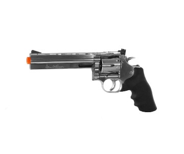 ASG Dan Wesson 715 Airsoft revolver co2 non blowback, propellant loaded, Silver color with Orange safety tip 