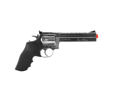 ASG Dan Wesson 715 Airsoft revolver co2 non blowback, propellant loaded, Silver color with Orange safety tip 