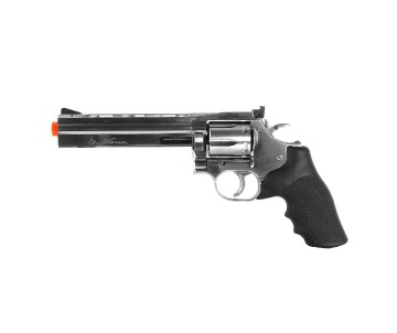 ASG Dan Wesson 715 Airsoft revolver co2 non blowback, propellant loaded, Silver color with Orange safety tip 