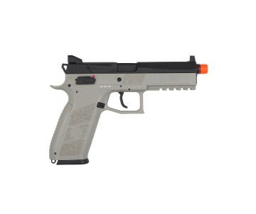 ASG CZ P-09 Airsoft gun, gas blowback, propellant loaded, Metal slide, Urban Grey color with Orange safety tip ASG CZ P-09 Airsoft gun, gas blowback, propellant loaded, Metal slide, Urban Grey color with Orange safety tip