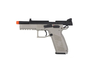 ASG CZ P-09 Airsoft gun, gas blowback, propellant loaded, Metal slide, Urban Grey color with Orange safety tip ASG CZ P-09 Airsoft gun, gas blowback, propellant loaded, Metal slide, Urban Grey color with Orange safety tip