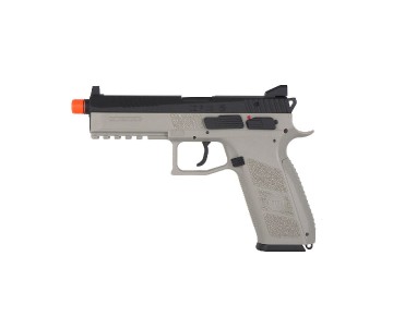 ASG CZ P-09 Airsoft gun, gas blowback, propellant loaded, Metal slide, Urban Grey color with Orange safety tip ASG CZ P-09 Airsoft gun, gas blowback, propellant loaded, Metal slide, Urban Grey color with Orange safety tip