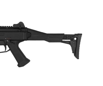 ASG CZ Scorpion EVO 3 Airsoft sub machine gun, ATEK (Advanced Tactical Ergonomics Kit), Black color with Orange safety tip ASG CZ Scorpion EVO 3 Airsoft sub machine gun, ATEK (Advanced Tactical Ergonomics Kit), Black color with Orange safety tip