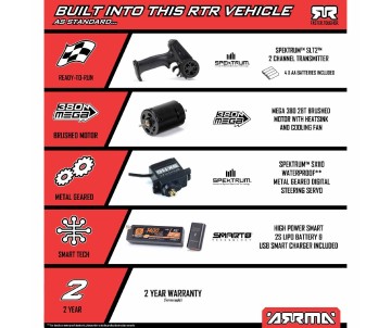 Arrma 1/16 MOJAVE GROM 4x4 SMART Small Scale Desert Truck (Battery & Charger Included) - Red/Black