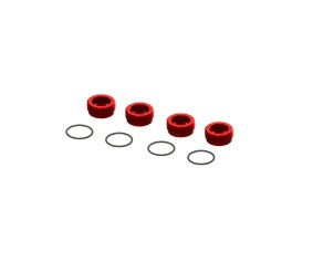 Arrma Aluminum Front Hub Nut (4PCS INC. O-RINGS) - Red