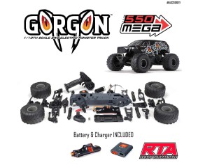 Arrma 1/10 GORGON 2wd Monster Truck Self Assembly RTA KIT SMART USB battery (Battery & Charger Included) - Gun Metal