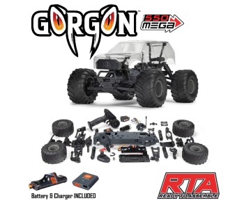 Arrma 1/10 GORGON 2wd Monster Truck Self Assembly RTA KIT SMART USB battery (Battery & Charger Included) - Clear