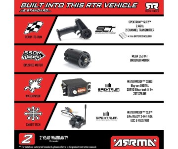 Arrma 1/10 GORGON 2wd Monster Truck RTR Smart 3300 7C S120 USB (Battery & Charger Included) - Purple
