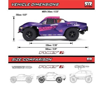 Arrma 1/10 FURY 223S DSC 2wd RTR Brushless Short Course Truck - Blue