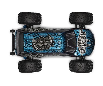 Arrma 1/10 GORGON 223S 2WD RTR Brushless Monster Truck - Blue/Black x3 - Red/Black x4