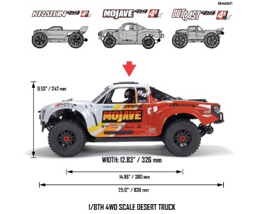 Arrma 1/8 MOJAVE 4x4 4S Brushless Scale Desert Truck - Blue/Red