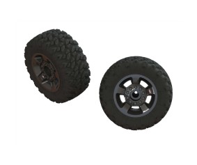 Arrma 'Ragnarok MT' Tire, 14mm Hex, on Black Chrome Wheels, OD 5.15