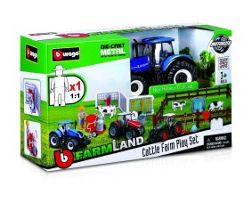 Bburago Farmland 10cm Cattle Set - Fendt, NH, M-F