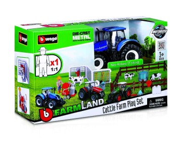 Bburago Farmland 10cm Cattle Set - Fendt, NH, M-F