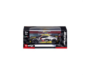 Bburago 1/43 Race 2020 Chevrolet Corvette C8R - Yellow/Grey