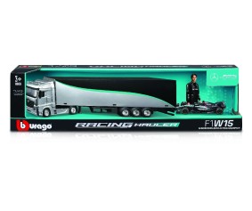 Bburago 1/43 Race Formula Mercedes Semi Truck w/  W15 (2024) - Russell #63