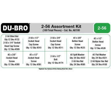 Du-Bro 2-56 Hardware Assortment Kit (180 pcs set)
