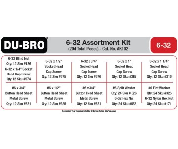 Du-Bro 6-32 Hardware Assortment Kit (204 pcs set)