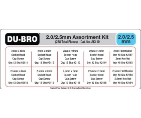 Du-Bro 2.0 / 2.5mm Hardware Assortment Kit (288 pcs set)