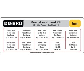 Du-Bro 3mm Hardware Assortment Kit (264 pcs set)