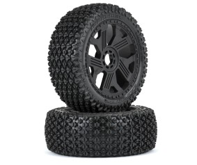 Duratrax Thrasher Off-Road 1/8 Buggy Tires Mounted on Black Ripper 17mm Wheels (2) for Front or Rear