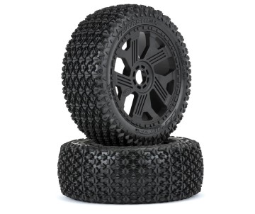 Duratrax Thrasher Off-Road 1/8 Buggy Tires Mounted on Black Ripper 17mm Wheels (2) for Front or Rear
