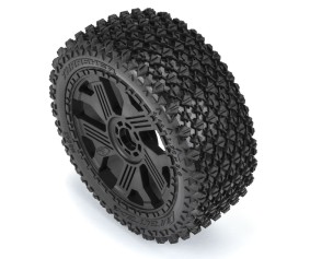 Duratrax Thrasher Off-Road 1/8 Buggy Tires Mounted on Black Ripper 17mm Wheels (2) for Front or Rear