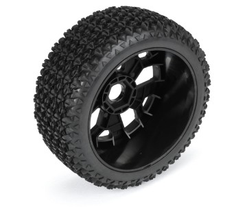 Duratrax Thrasher Off-Road 1/8 Buggy Tires Mounted on Black Ripper 17mm Wheels (2) for Front or Rear