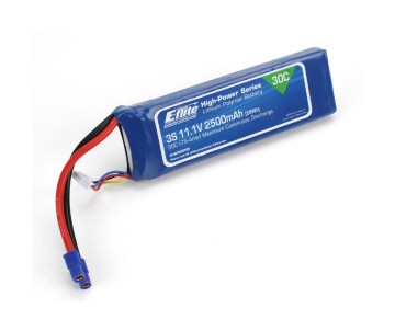 E-Flite 2500mAh 3S 11.1V 30C LiPo, 12AWG EC3