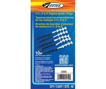 Estes Rockets C11, D12, E9, E12, E16 and F15 Engine Plugs (5 White, 5 Black)