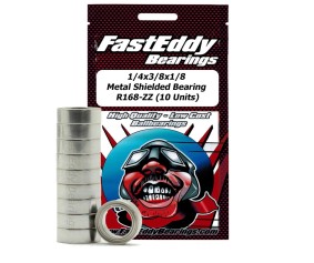 Fast Eddy 1/4x3/8x1/8 Metal Shielded Bearing R168-ZZ (10 Units)