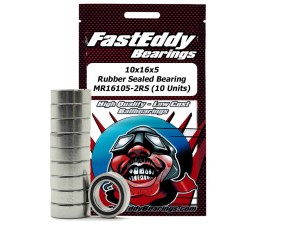 Fast Eddy 10x16x5 Rubber Sealed Bearings MR16105-2RS (10)