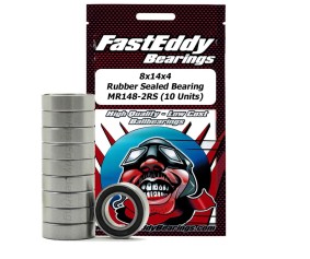 Fast Eddy 8x14x4 Rubber Sealed Bearing MR148-2RS (10 Units)