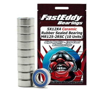 Fast Eddy 5X12X4 Ceramic Rubber Sealed Bearing MR125-2RSC (10 Units)