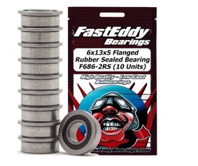 Fast Eddy 6x13x5 Flanged Rubber Sealed Bearing F686-2RS 10 Units