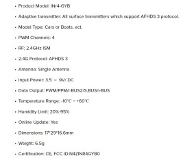 Flysky INr4-GYB (AFHDS3) 4 Channel Receiver