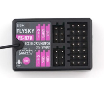 Flysky FS-R7V 2.4Ghz 7 Channel Receiver with ANT protocol and Gyroscope - 2 way - external antenna -  weight 8 gr