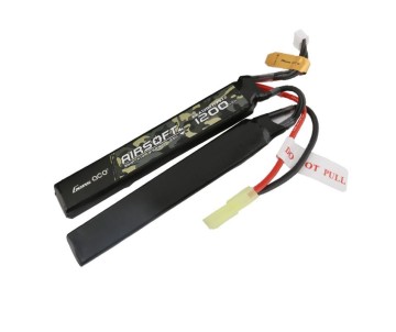 Gens Ace - 893 - Airsoft 1200mAh 3S1P 11.1V 25C 2X LiPo Tamiya Plug - Nunchuck (2 cell + 1 cell) 127x20x16mm