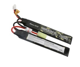 Gens Ace - 895 - Airsoft 1300mAh 2S1P 7.4V 25C 2X LiPo Tamiya Plug - Nunchuck (2 cell + 1 cell) 122x20x5mm