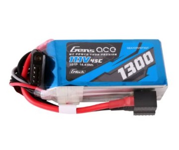 Gens Ace - 1716 - G-Tech 1300mAh 3S1P 11.1V 45C LiPo Battery Pack with Universal Plug Soft Pack (73x35x22.8mm +/- Manufacturer's Specifications)