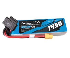 Gens Ace - 1717 - G-Tech 1450mAh 6S1P 22.2V 45C Lipo Battery Pack with XT60 Plug Soft Pack (118x35x26mm +/- Manufacturer's Specifications)