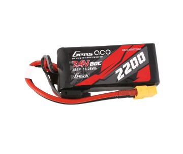 Gens Ace - 1696 - G-Tech 2200mAh 2S1P 7.4V 60C LiPo Battery Pack with XT60 Plug