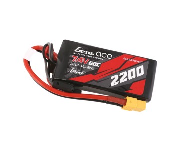 Gens Ace - 1696 - G-Tech 2200mAh 2S1P 7.4V 60C LiPo Battery Pack with XT60 Plug