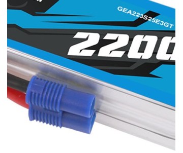 Gens Ace - 1790 - G-Tech 2200mAh 3S1P 11.1V 25C LiPo Battery Pack with EC3 Plug Soft Pack (107x34x22mm +/- Manufacturer's Specifications)